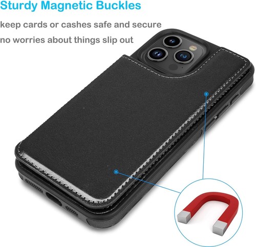 Funda de cuero para teléfono iPhone 15 Pro Max 14 13 12 11 billetera porta tarjetas cubierta - Imagen 14 de 52