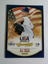 A.J. COLE 2013 PANINI USA BASEBALL CHAMPIONS CARD # 54 C3040