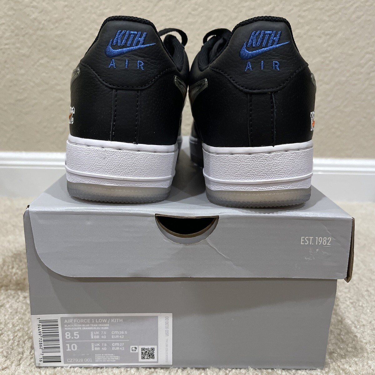 2021 KITH X NIKE FOR NEW YORK KNICKS AIR FORCE 1 CZ7928-001 Men's