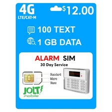 Jolt Mobile AT&T SIM Card Kit - Security Alarm System Home Business 4G LTE GSM 