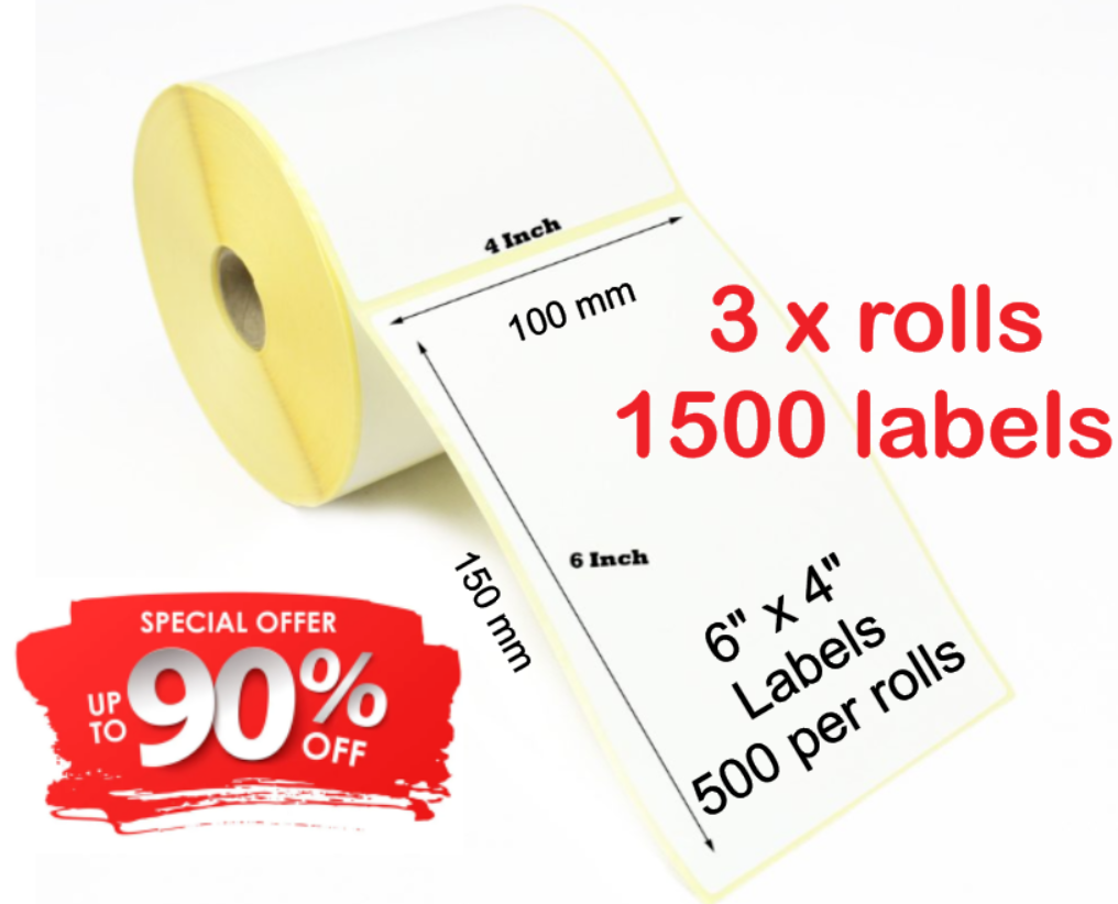 3 x Royal Mail Thermal Labels 4x6 Inch Zebra Printer Labels 500 Labels
