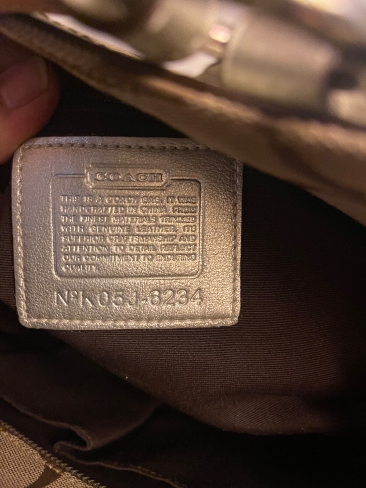 Coach handle/tote Handbag tan coach signature pat… - image 15