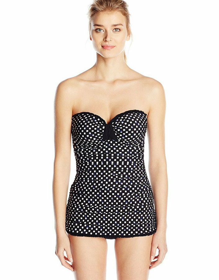 Profile by Gottex Women's Bandeau Swimdress One Piece, Black