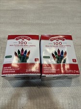 Holiday Time Lot of 2 - 100 Multicolor Mini Lights Green Wire 23 ft Long