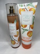 2pc BATH  BODY WORKS PRETTY AS A PEACH Fragrance Mist  Body Cream 8 Oz New