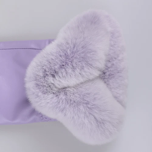 Women's Winter Genuine Leather Gloves Rex Rabbit Fur Warm Trim Cuff Velvet Lined - Picture 87 of 88
