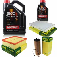 Mann-Filter Inspektionspaket 6L Motul 8100 X-Clean+ 5W-30 FüR Audi A6 Avant 2.5