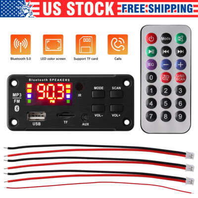 2x25W Amplifier Bluetooth 5.0 MP3 Player Decoder Board 12V Car FM Speaker/Module