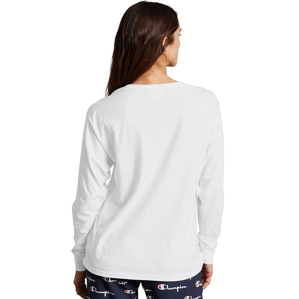 Champion Women's Medium M The Long Sleeve Boyfriend Tee Direct Flock Script - Image 3 of 4