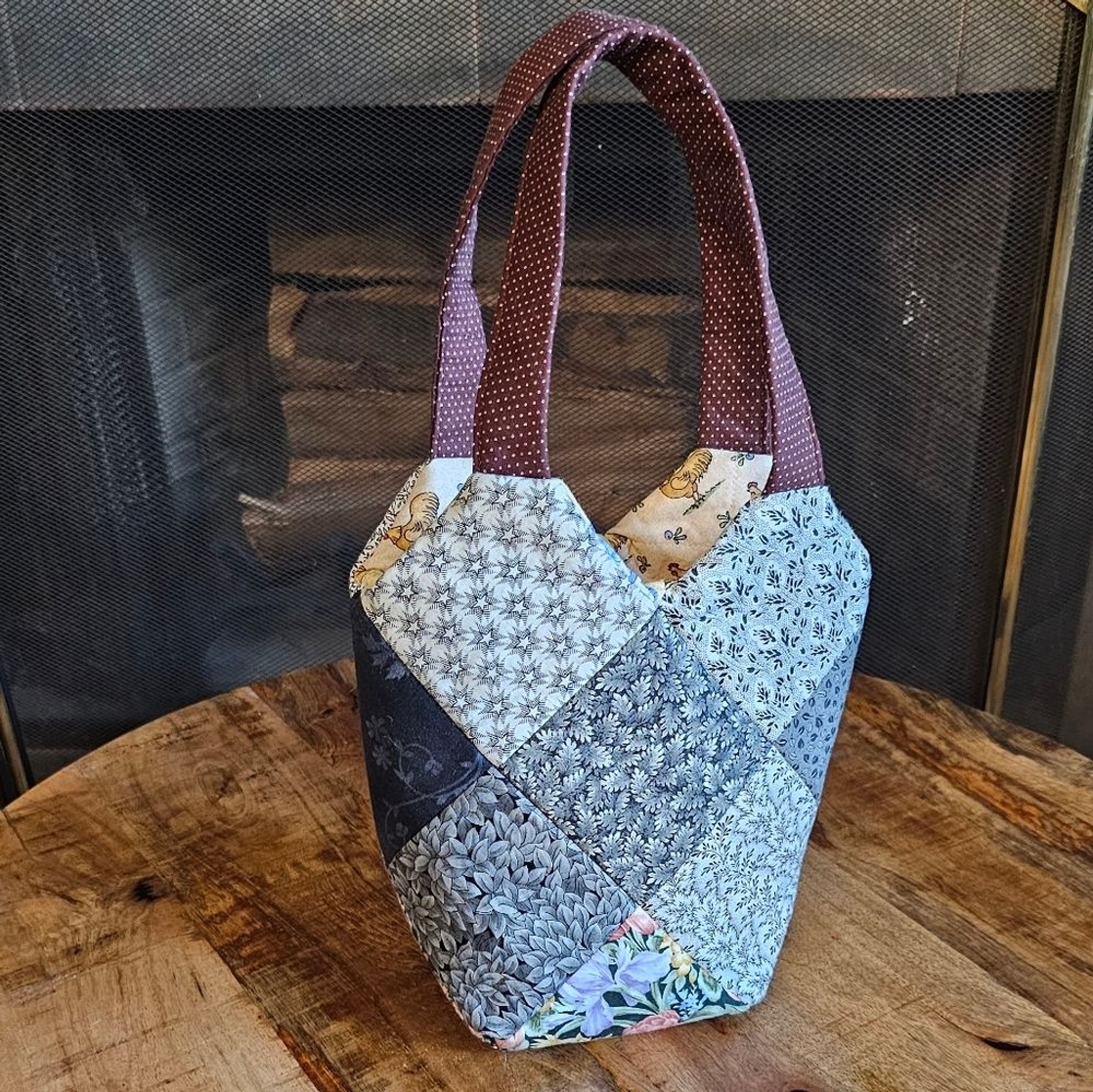 Reversible Handmade Quilted Patch Work Egg Basket… - image 1