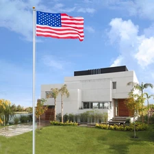 Upgraded 20FT Sectional Aluminum Flagpole, Thick Tube Halyard Flag Pole,Kit Free