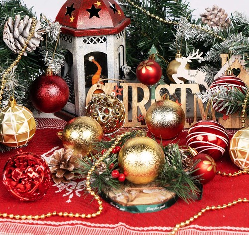 102er Weihnachtskugeln Mit Weihnachtsbaumspitze Gold Christbaumkugeln Bälle DE - Bild 9 von 10