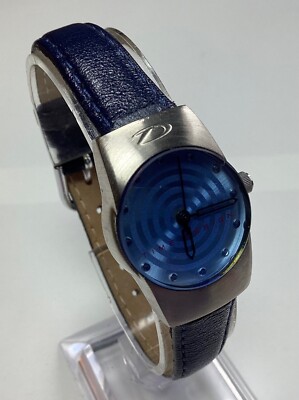 Time Design Womens Vintage Watch Baby Zirconium Blue Circle Dial New Battery