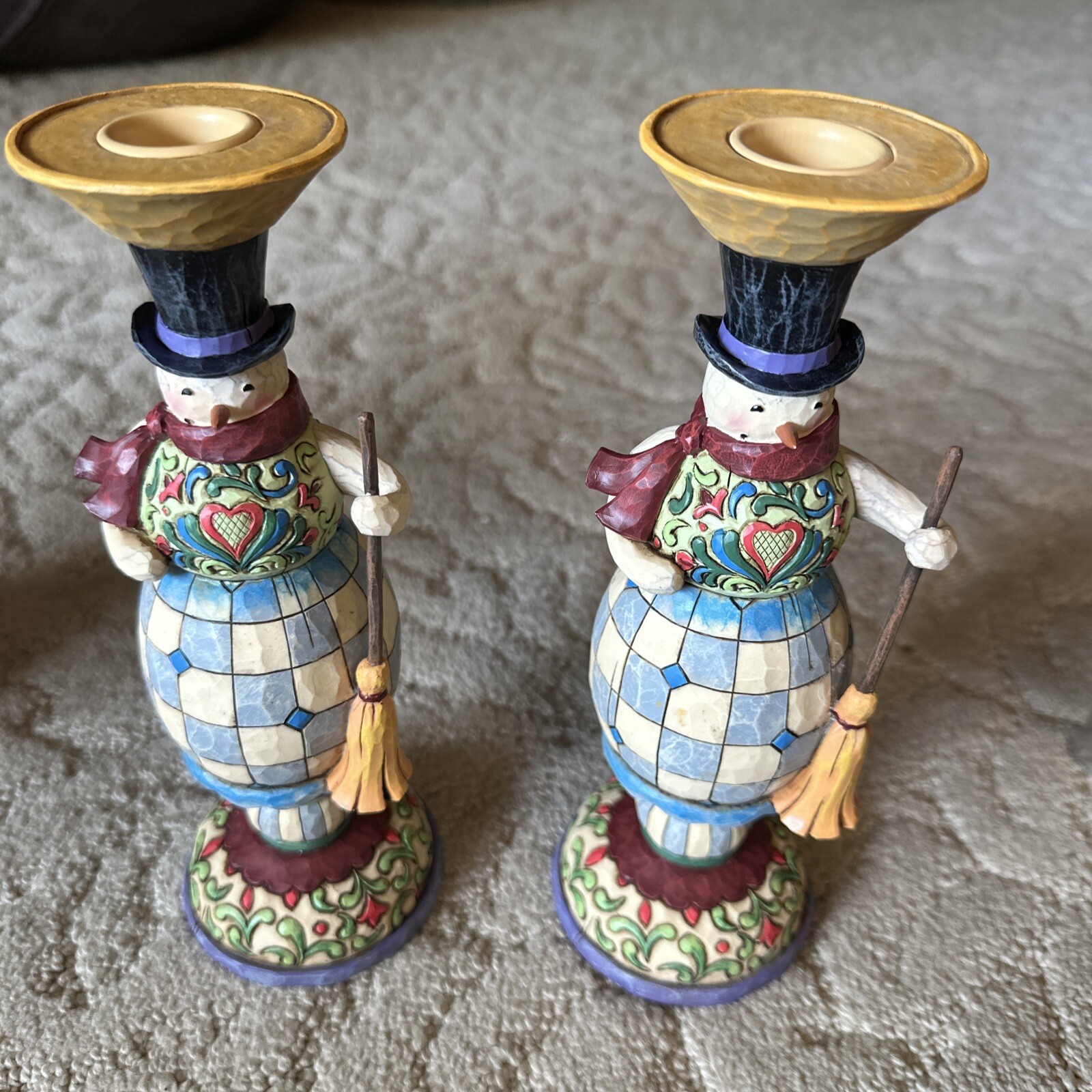 jim shore candle holder Set Of Two Snowman