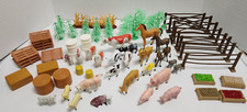 VTG Plastic Farm Animal Hay Bale Food Bins Trees Fences Pallets Lot of 66 Pieces