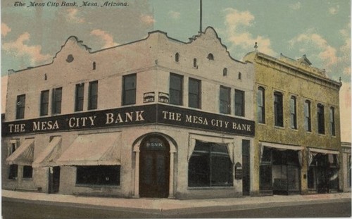Antique PHOTO POSTCARD "MESA CITY BANK" Mesa Arizona