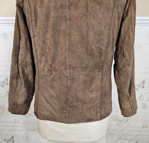 Hugo Boss Ziegenleder Wildleder Jacke Herren UK 38R Medium Cafe Racer Biker Braun - Bild 12 von 24
