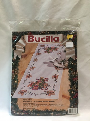 Bucilla 83073 Kit Festive Teddies Christmas Cross Stitch Table Runner Teddy Bear - Picture 12 of 12
