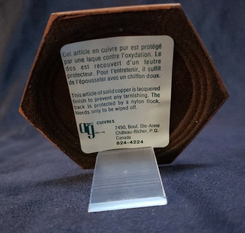 Saint Anne Educating the Virgin Mary Solid Copper Medal 3.25" + Stand Canada EUC - Picture 8 of 8