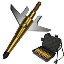 12Pcs Golden Broadheads 100 Grain 1.75" Cut Compound Bow Crossbow Tips