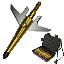 12Pcs Golden Broadheads 100 Grain 1.75" Cut Compound Bow Crossbow Tips