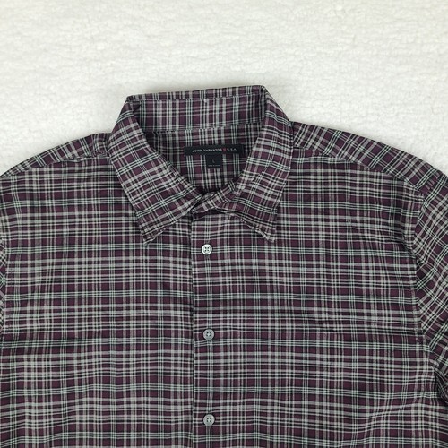 John Varvatos Shirt Mens Large Black Purple Plaid Multi Color Dress Button Up - Picture 3 of 12