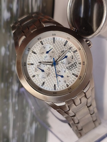 CASIO EDIFICE MULTIFUNCTION QUARTZ SILVER DIAL EF-312 JAPAN MEN FULL WORKING VTG - Picture 9 of 22