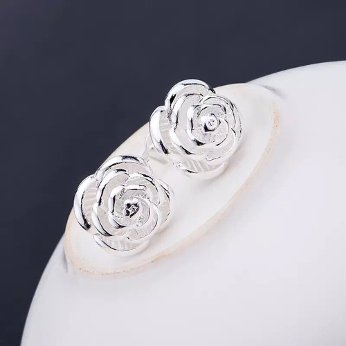 925 Sterling Silver Rose Flower Stud Earrings Women Girls Wife Girlfriend E64 - Picture 5 of 5