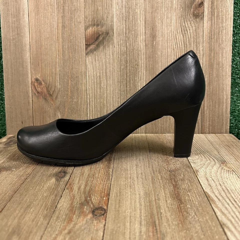 Zapatos de tacón Rockport Total Motion para mujer 10 M negros de cuero cómodos sin cordones Foto 4 de 4