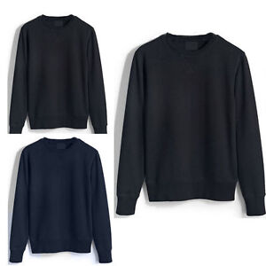 Mens Plain Sweatshirt Jersey Jumper Sweater Pullover Work Casual Leisure Top