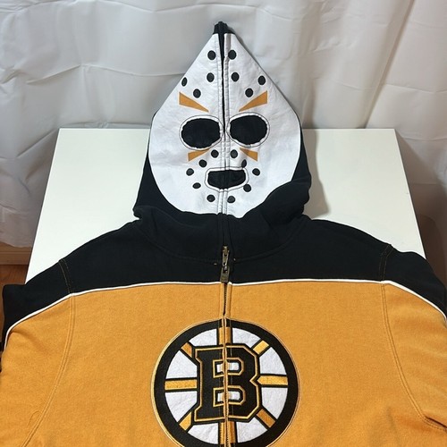 Boston Bruins hoodie full zip goalie mask retro sports core Old time hockey - Picture 1 of 15
