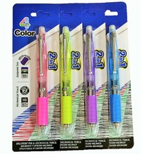 2 Pack 2-In-1 Mechanical Pencil and 4-Color Pen with Grip Any Color