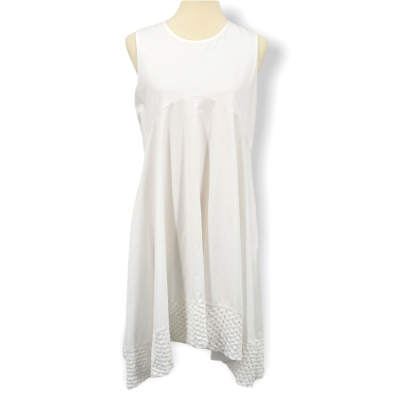 Nanette Lepore Dress Womens 6 White Sleeveless Crochet Hem Swing Trapeze Pockets Nanette Lepore Dress Womens 6 White Sleeveless Crochet Hem Swing Trapeze Pockets