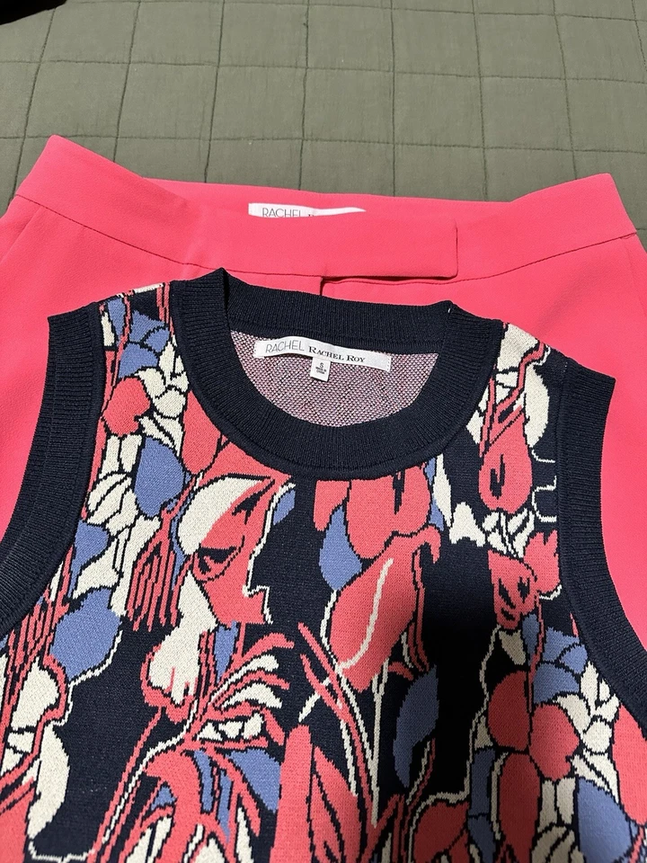 Rachel Roy Pants Pink Flamingo Wide Leg Gaucho Slacks Size 6 - Image 2 of 4