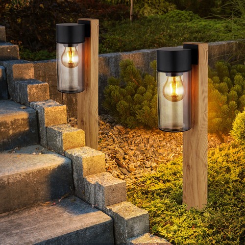Außenlampe Stehlampe Sockelleuchte Rauchglas Gartenlampe Wegeleuchte H 50 cm - Bild 4 von 10