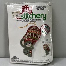 VTG Jiffy Stitchery Kit 1978 Merry Mouse Plays Tennis 3D Sealed 103