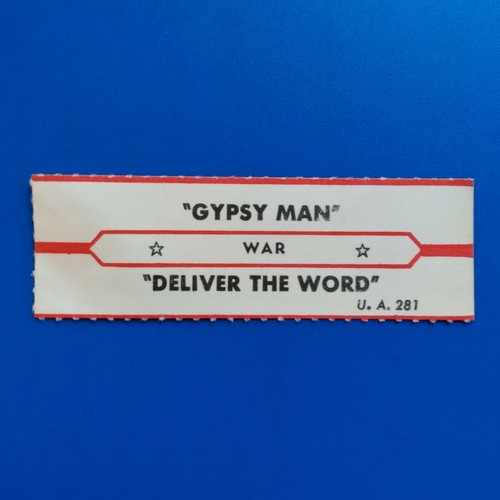 Jukebox Strip: WAR - Gypsy Man / Deliver the World 1973 United Artists 281 Funk - Picture 1 of 2