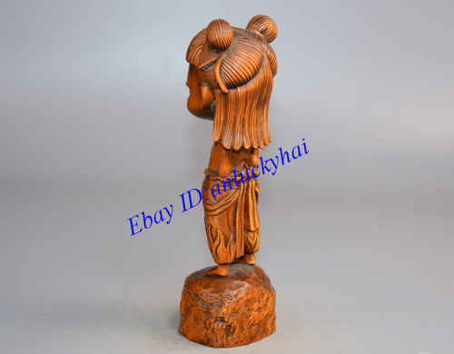 Alte chinesische Buchsbaum Holz Handschnitzerei Nezha Statue Figuren Sammlung - Bild 3 von 9