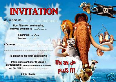 5 Ou 12 Cartes Invitation Anniversaire Age De Glace Ref 386 Ebay