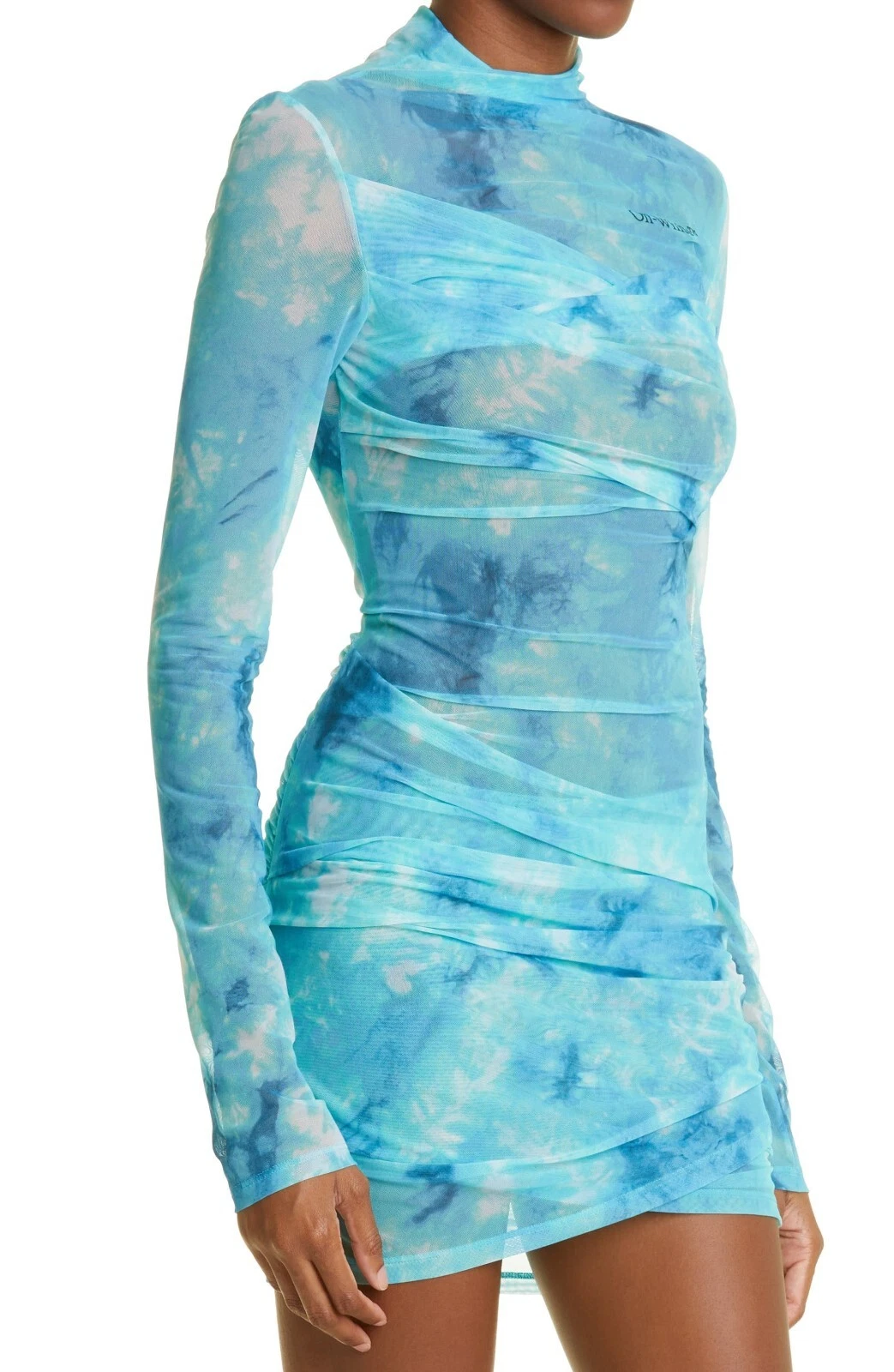 OFF WHITE nuovo minidress tinto in tulle twist $1205 taglia 40IT 6US