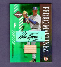 2003 LEAF LIMITED AUTO MONIKERS EMERALD BAT #142 PEDRO MARTINEZ RED SOX SSP #5/5