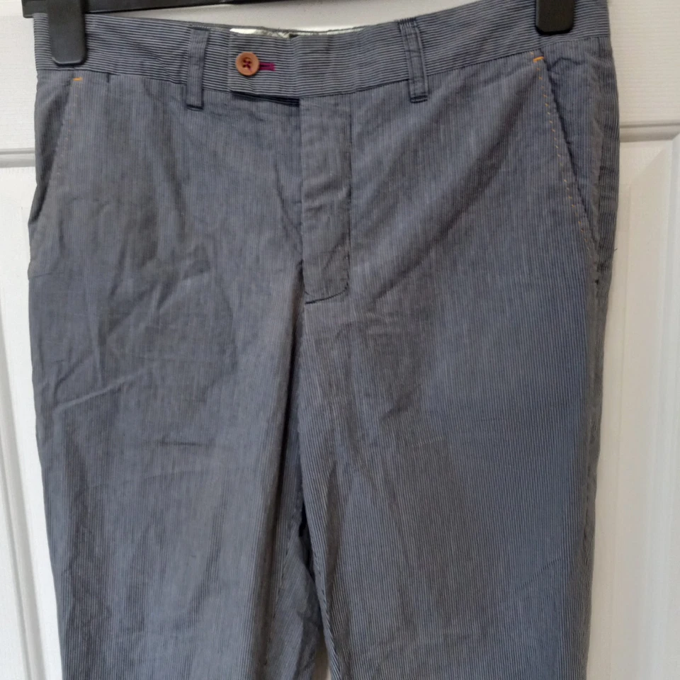 TED BAKER London Women's Striped Cotton Blend Ankle Pant Career Casual 30R - Image 2 of 4