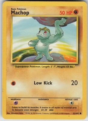 Machop 52/102 Common Base Set Unlimited Pokemon Lightly Played