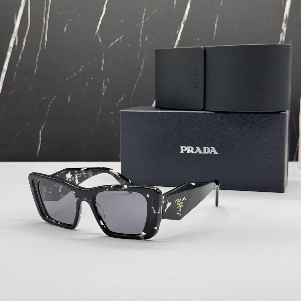 Prada Black Sunglasses PR 08YS Prada PR 08YS 1AB5S0 Sunglasses | As Seen On Eliza Gonzalez - US main image 2