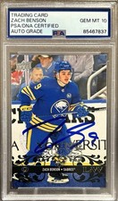 Zach Benson Signed 23-24 Upper Deck Young Guns Retro RC PSA/DNA 10 AUTO Sabres