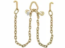 5/16"x3' Leg G70 V-Chain Bridle Tow w/ 4" Mini J Hook & Grab Hooks 4700 # WLL