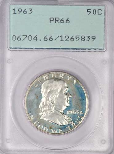 1963 Franklin Half Dollar Proof PCGS PR 66 PF 66 See Video Rattler Holder 50C