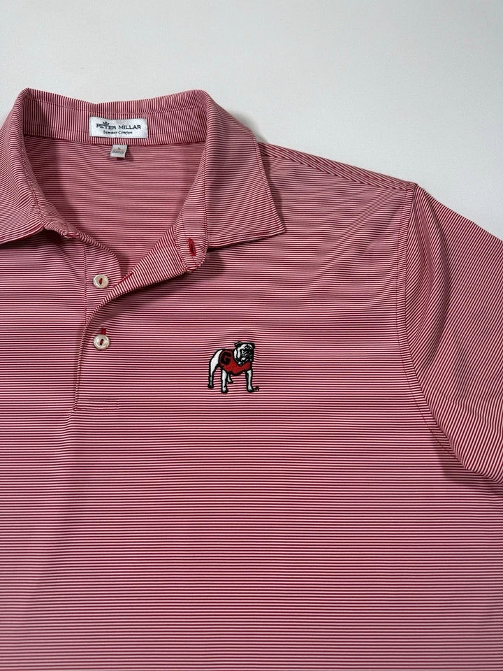 Peter Millar Georgia Bulldogs Polo Shirt Mens Large Red Summer Comfort NCAA Logo - Image 2 of 4