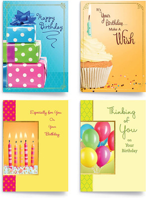 Assorted Birthday Cards (12 Foiled and Embossed Greeting Cards with 13 Colored E