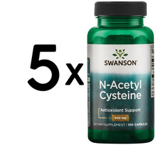 5 x Swanson N-Acetyl Cysteine, 600mg - 100 caps (169,90 EUR/kg)